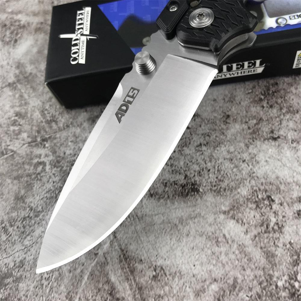 Cold Steel AD-15 Pocket Knife 8Cr13Mov Blade, Black Reinforced Nylon Wave Fiber Handle Defense Tactical Hunting Survival Outdoor Knife with Clip