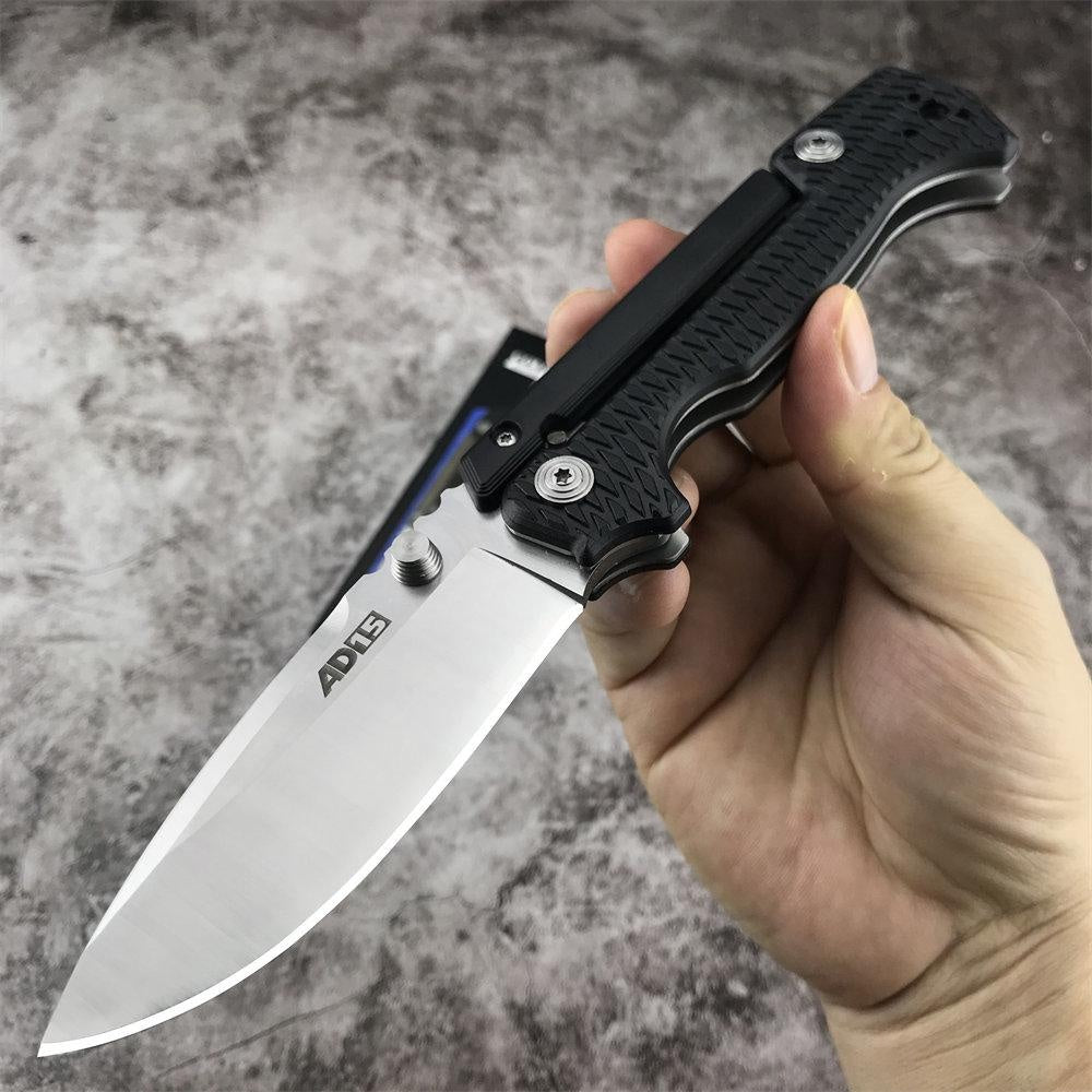 Cold Steel AD-15 Pocket Knife 8Cr13Mov Blade, Black Reinforced Nylon Wave Fiber Handle Defense Tactical Hunting Survival Outdoor Knife with Clip
