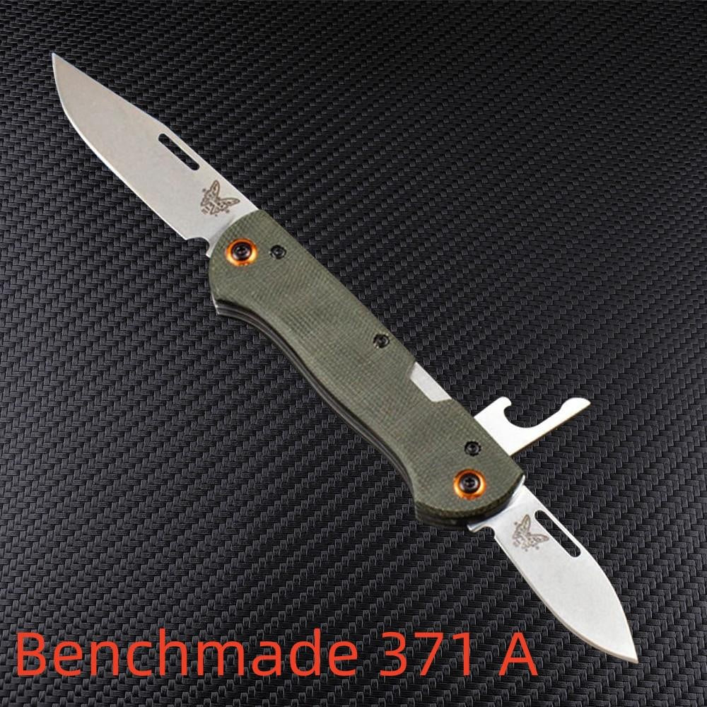 Benchmade Weekender 317 Double Blade Folding Pocket Knife Slide Switch S30V Steel Blade Blue G10 Handle/Green Linen Handle Outdoor Survival Self-Defense Tool EDC Bottle Opener