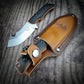 15018 Hunt Saddle Mountain Skinner Fixed Blade Knife 4.2" 9C13Mov Blade, Two-color G10 Handles, Leather Sheath