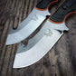 15018 Hunt Saddle Mountain Skinner Fixed Blade Knife 4.2" 9C13Mov Blade, Two-color G10 Handles, Leather Sheath