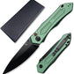 HUAAO AUTO Folding Knife 3.75" CPM-154 Black Blade, Aluminum Handle