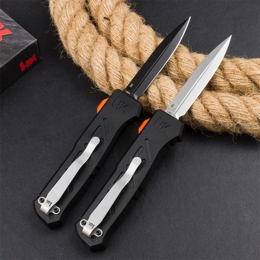 Benchmade Heckler & Koch 14850BK Epidemic OTF Auto Spring Assisted Open Knife D2 Steel Blade 6061 T6 Aluminum Alloy + Anodized Handle Camping Tactical Hunting Knives Self-defense EDC Tool
