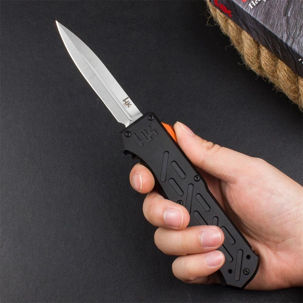 Benchmade Heckler & Koch 14850BK Epidemic OTF Auto Spring Assisted Open Knife D2 Steel Blade 6061 T6 Aluminum Alloy + Anodized Handle Camping Tactical Hunting Knives Self-defense EDC Tool