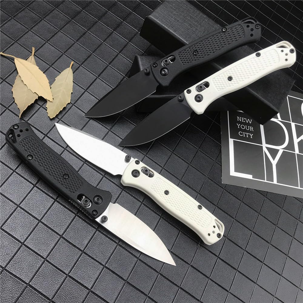 Mini Bugout EDC Pocket Knife with Belt Clip - Manual Open 2.76" Drop Point Blade nylon wave fiber Handle, Axis Lock and Thumb Studs for Everyday Carry and Outdoor Hunting, Camping and Survival (black blade-black)