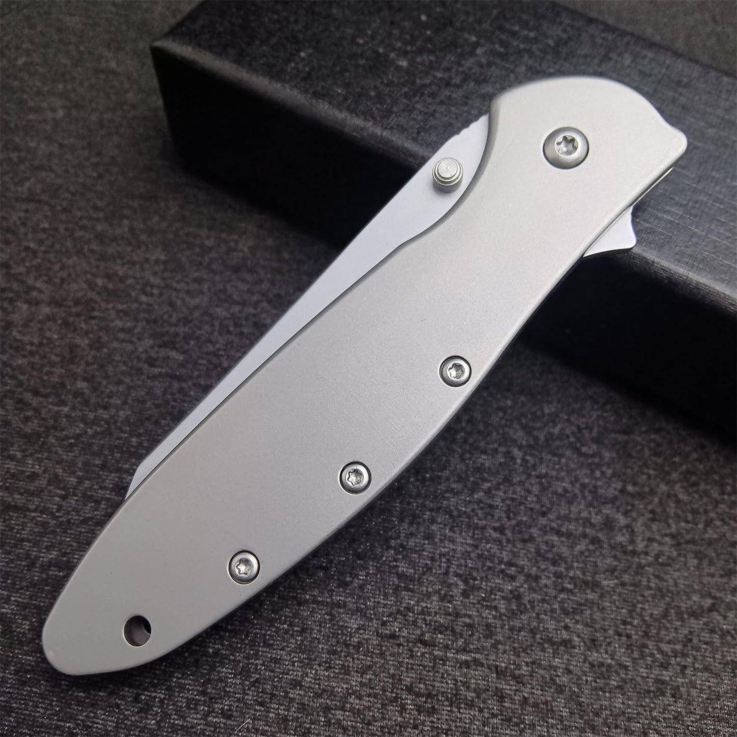 Assisted Opening 1660R Flipper EDC Pocket Knife, 3" Sandvik 14C28N Reverse Tanto Blade, Stainless Steel Handle, Dual Lock System, Outdoor Folding Knife For Men