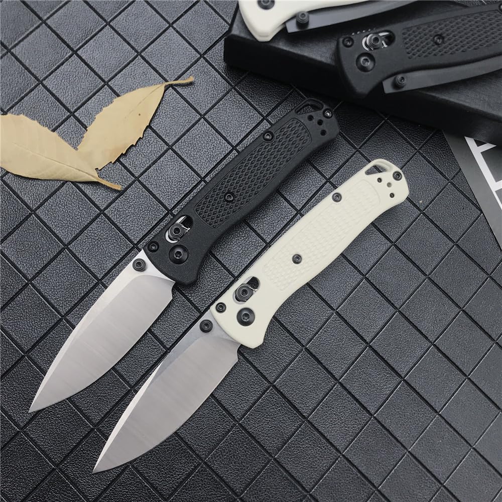 Mini Bugout EDC Pocket Knife with Belt Clip - Manual Open 2.76" Drop Point Blade nylon wave fiber Handle, Axis Lock and Thumb Studs for Everyday Carry and Outdoor Hunting, Camping and Survival (black blade-black)