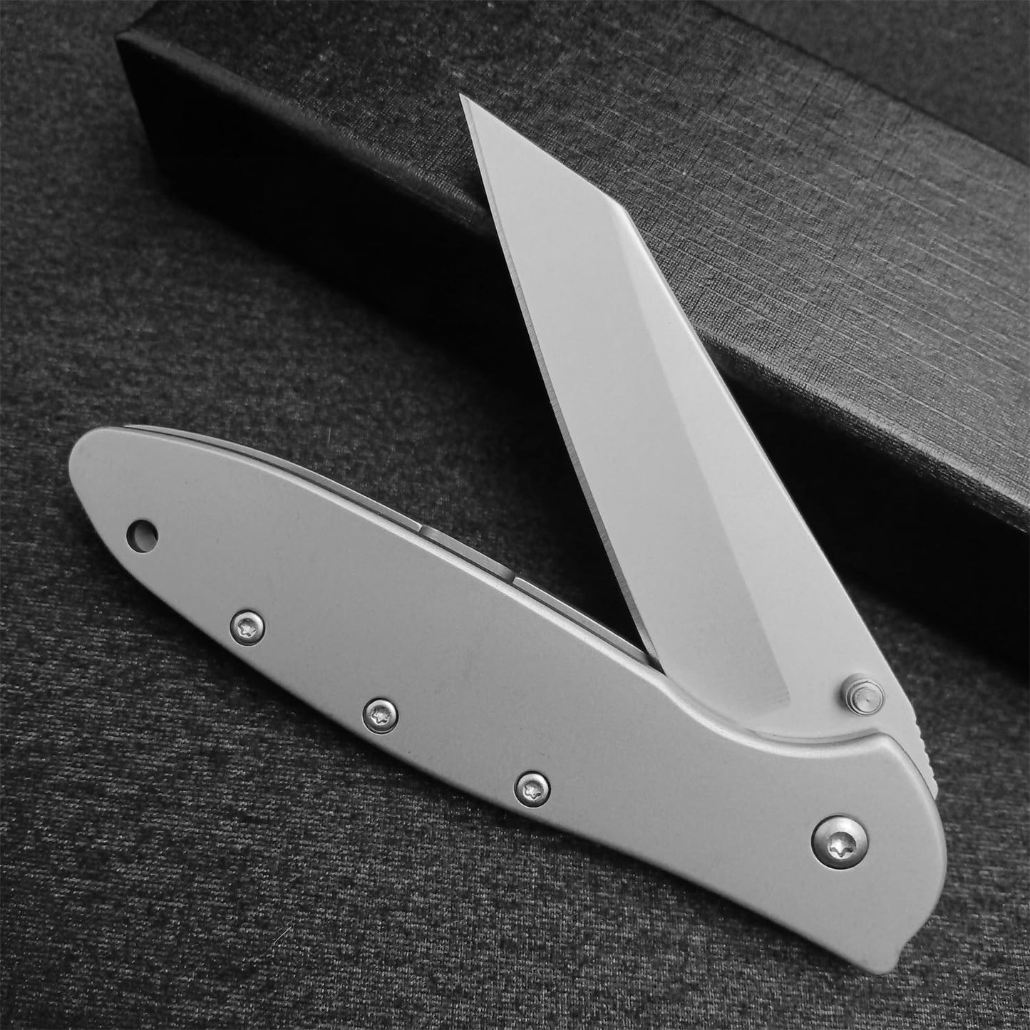 Assisted Opening 1660R Flipper EDC Pocket Knife, 3" Sandvik 14C28N Reverse Tanto Blade, Stainless Steel Handle, Dual Lock System, Outdoor Folding Knife For Men
