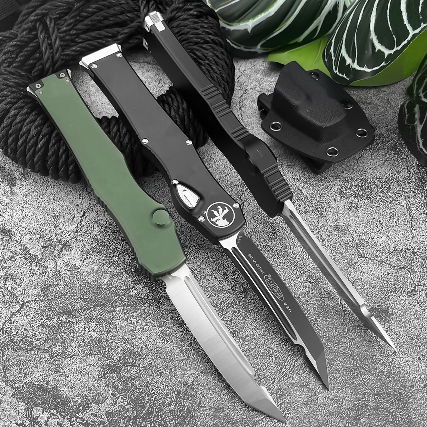 Halo V6  Single-Action OTF Automatic Knife - D2 Steel Blade T6 Aluminum Handle