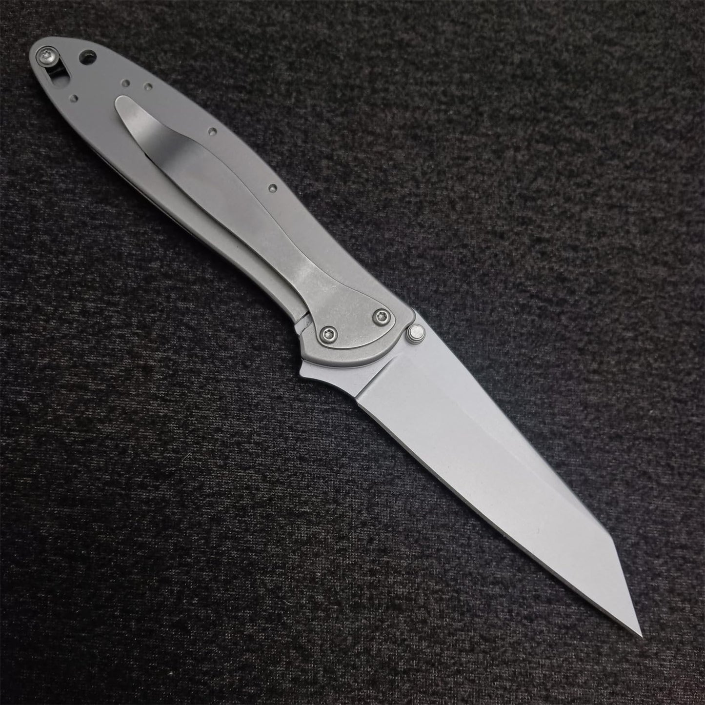 Assisted Opening 1660R Flipper EDC Pocket Knife, 3" Sandvik 14C28N Reverse Tanto Blade, Stainless Steel Handle, Dual Lock System, Outdoor Folding Knife For Men
