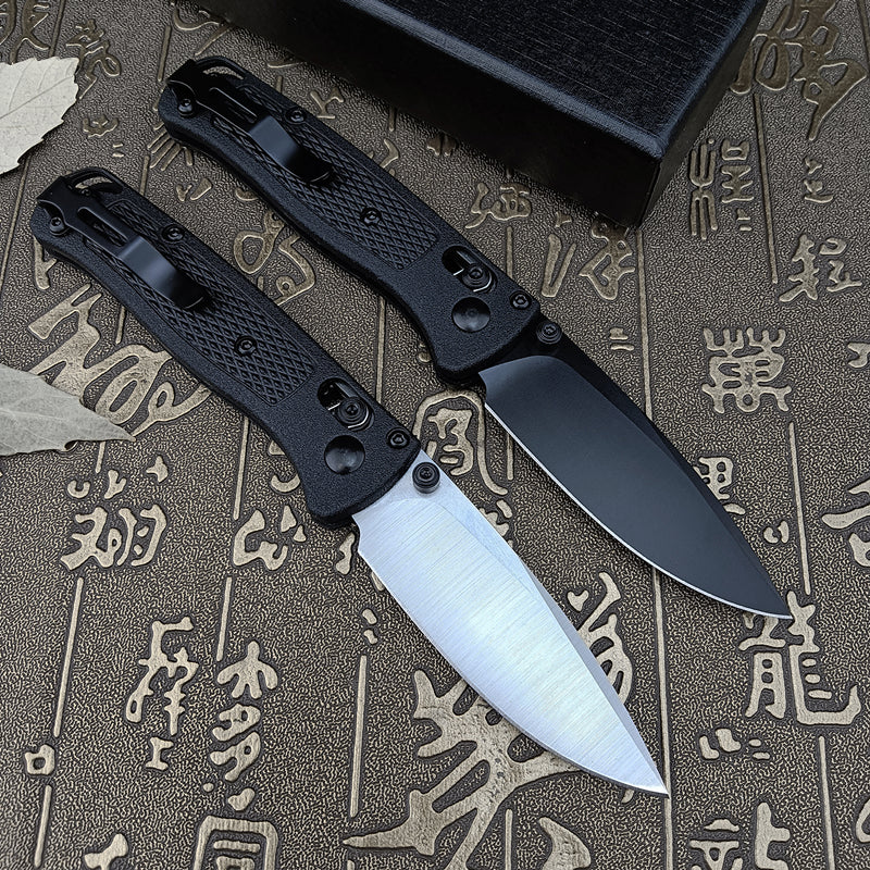 Thumb Open Mini EDC Folding Pocket Knife, with 2.7'' 8Cr13MoV Blade, Glass Reinforced Nylon Grivory Handle with Belt Clip for Camping (Black Blade)