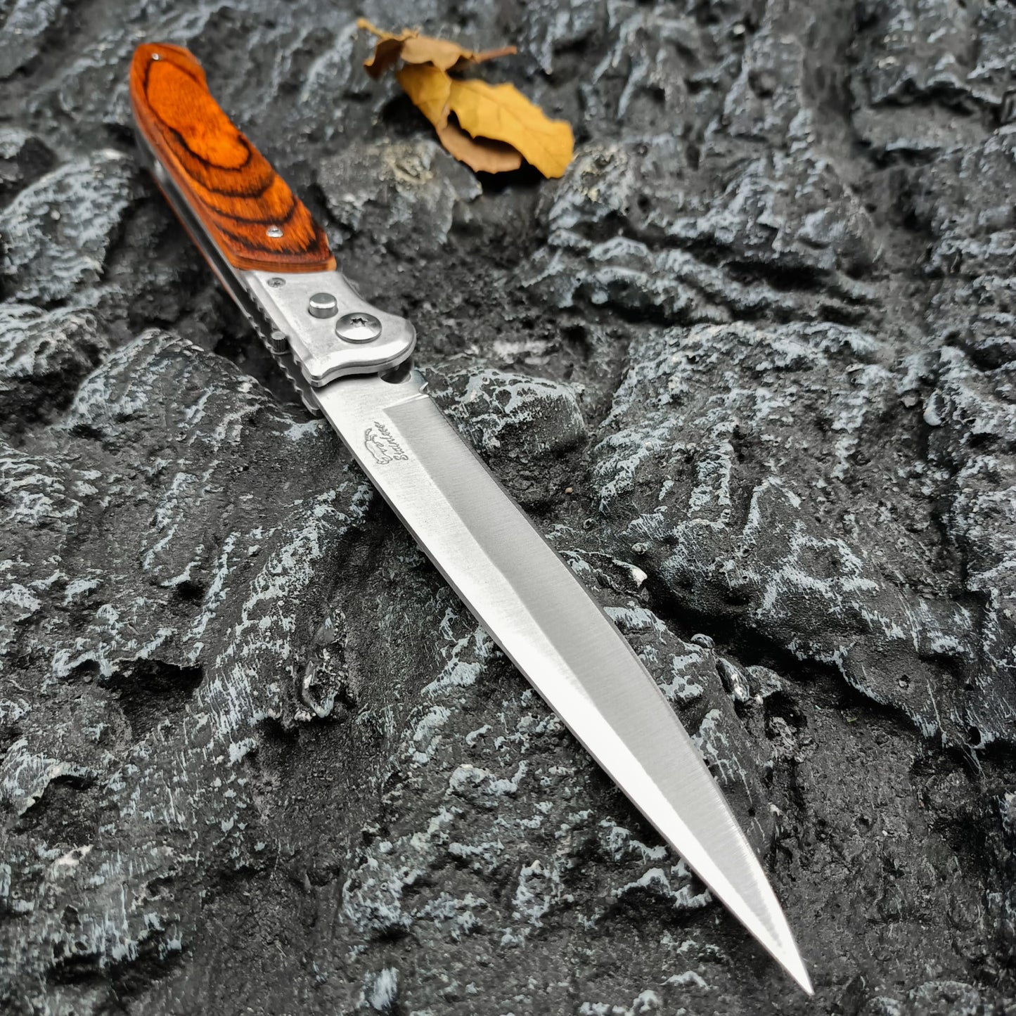 12" Large Pocket Knife，Multifunctional Folding Knives，Gifts for Men，Stainless Steel Blade and Wooden Handle，Portable Tool for Camping，Hiking