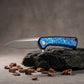 ZT0808 D2 Steel Flipper Folding Pocket Knife Anodized Blue Flame Pattern Titanium Alloy Handle