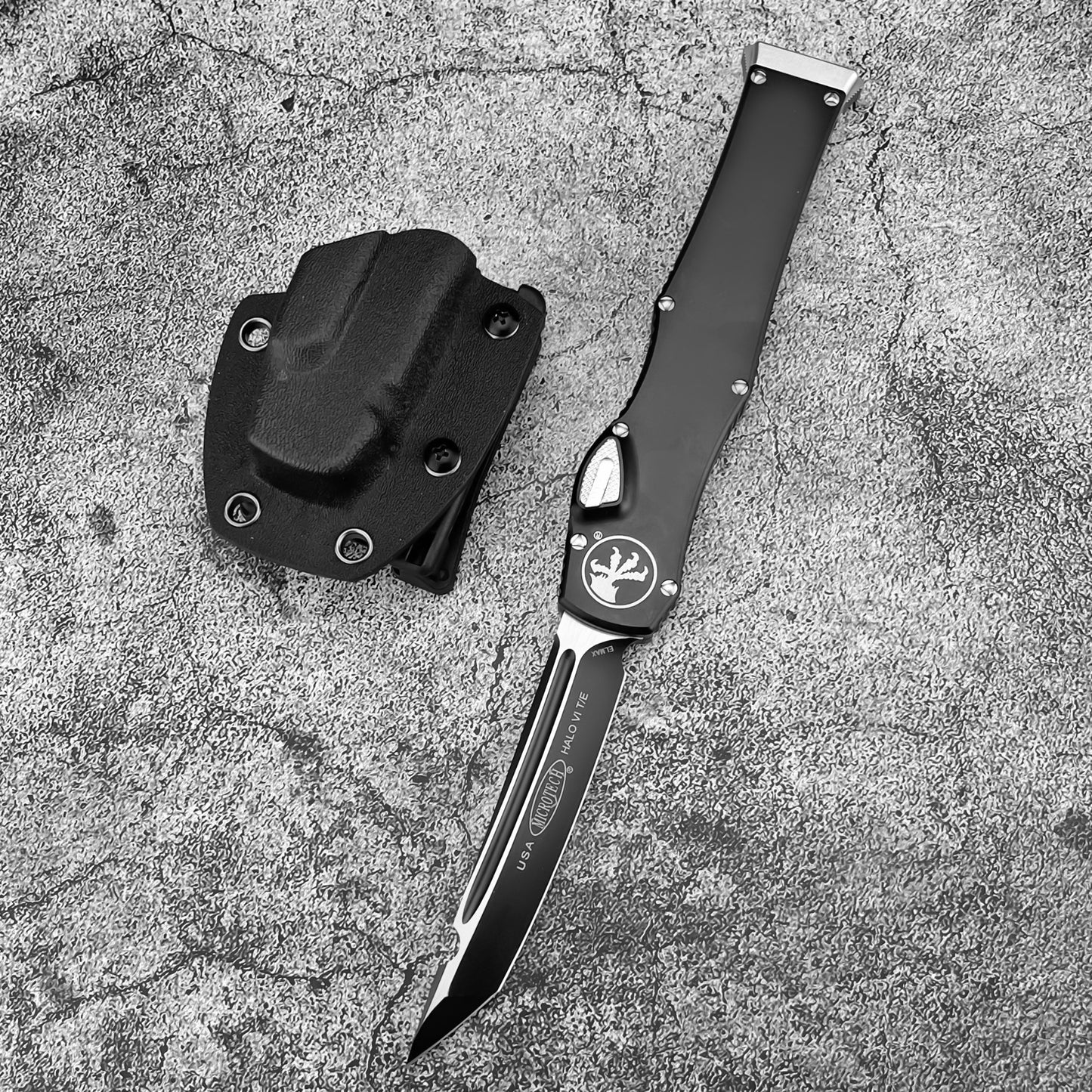 Halo V6  Single-Action OTF Automatic Knife - D2 Steel Blade T6 Aluminum Handle