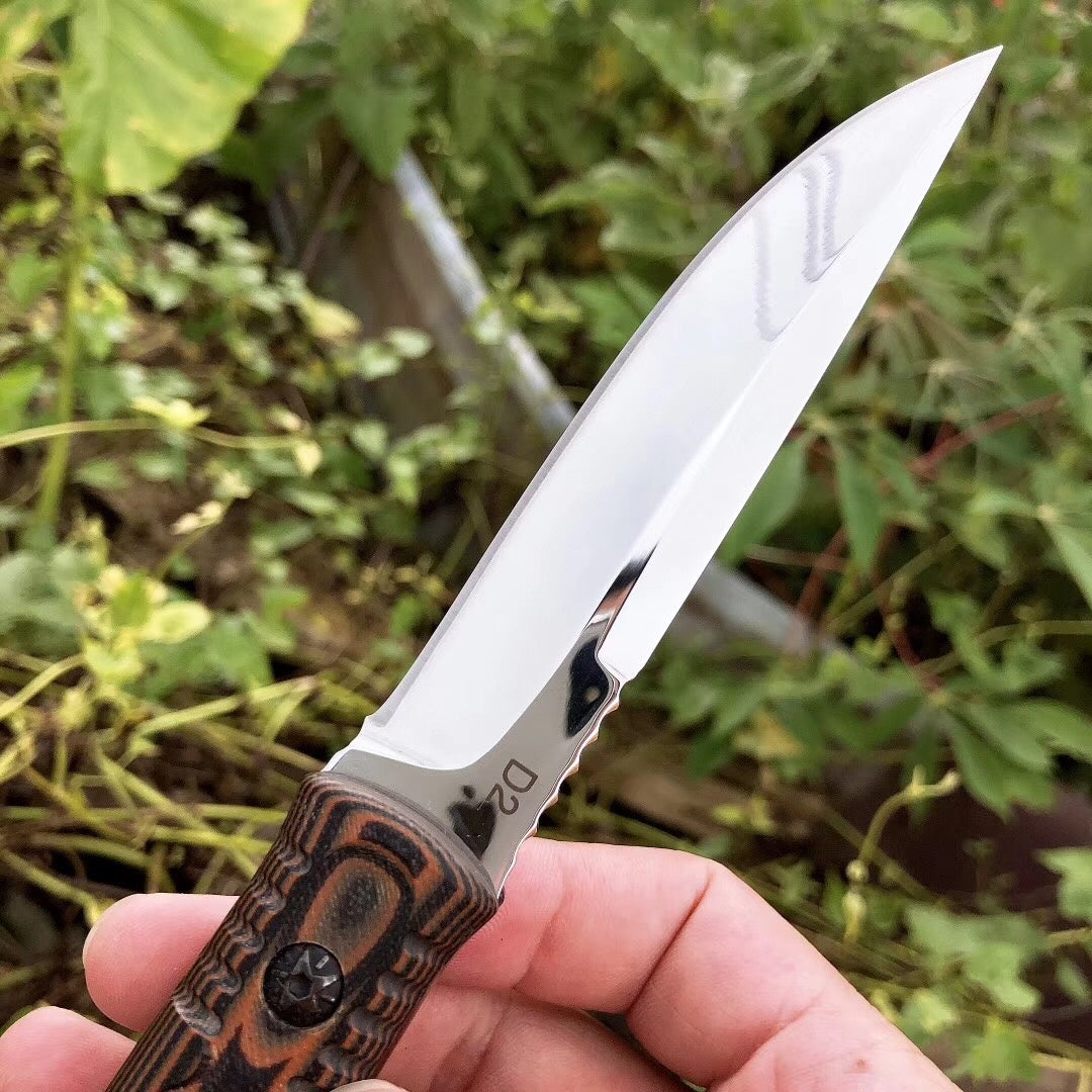 High Quality D2 Blade G10 Handle Hunting Knife Small Straight Knife Camping Outdoor Fixed Blade Knive w/ Sheath