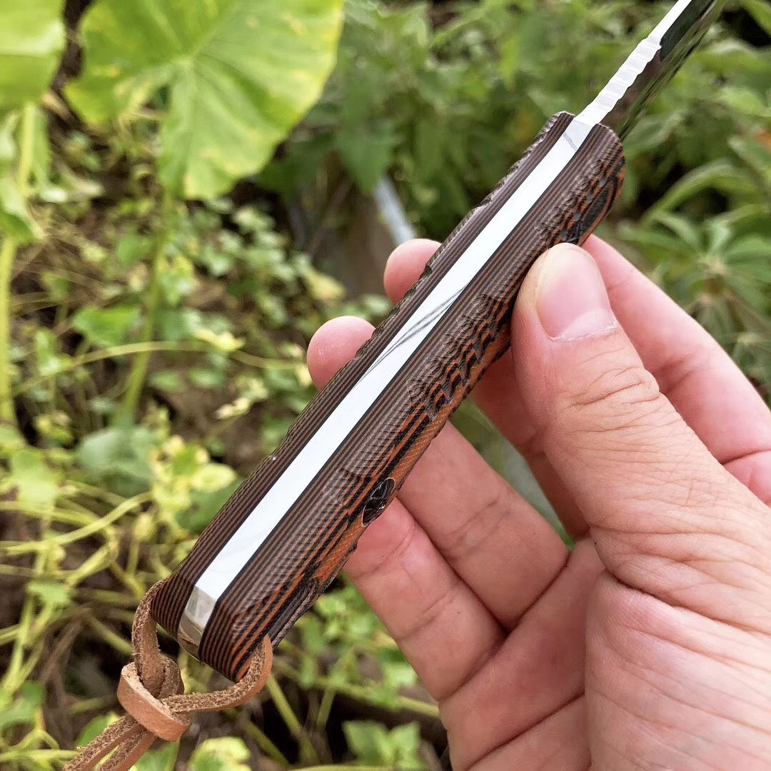 High Quality D2 Blade G10 Handle Hunting Knife Small Straight Knife Camping Outdoor Fixed Blade Knive w/ Sheath