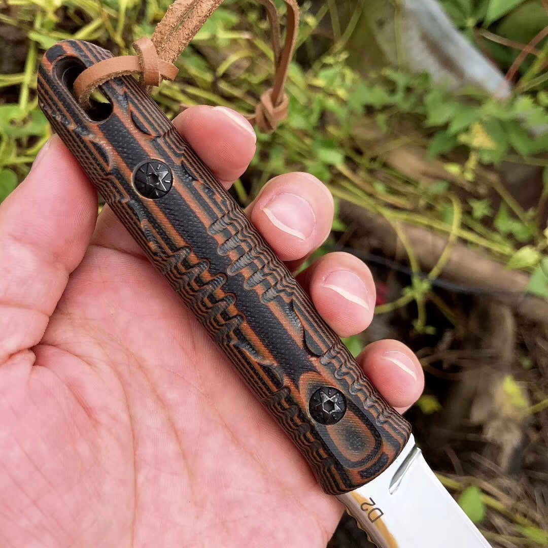 High Quality D2 Blade G10 Handle Hunting Knife Small Straight Knife Camping Outdoor Fixed Blade Knive w/ Sheath