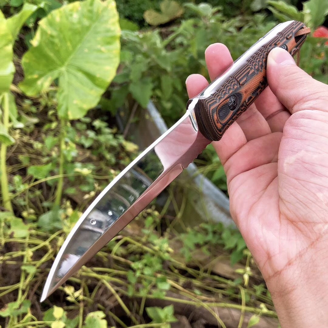 High Quality D2 Blade G10 Handle Hunting Knife Small Straight Knife Camping Outdoor Fixed Blade Knive w/ Sheath