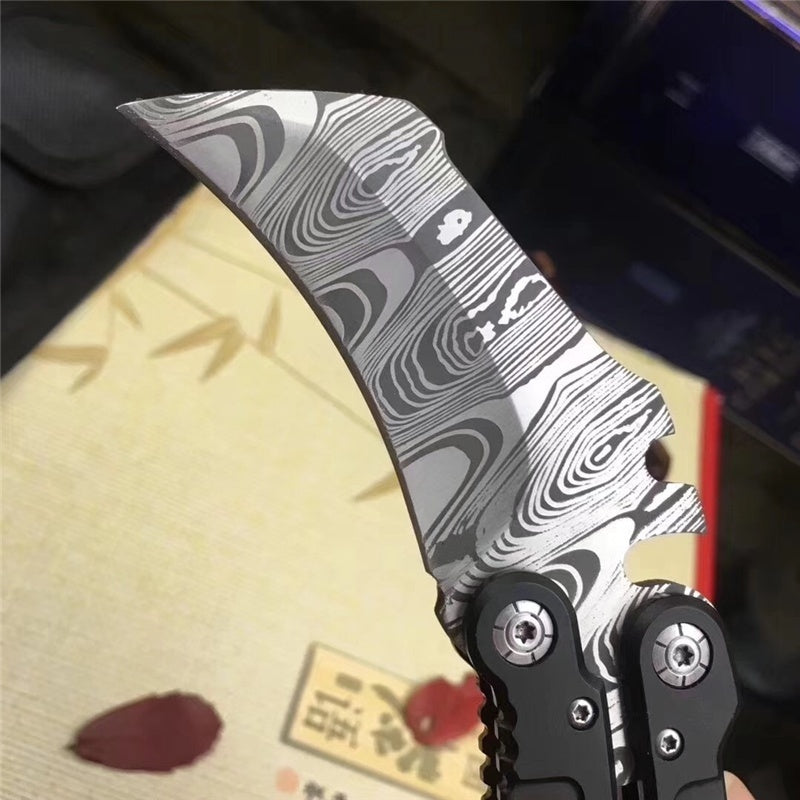 Butterfly balisong knife Practice Knifes OUTDOORS Tactical Claw shape knives Decorative pattern Combat Trainer Very Sharp Survival tools