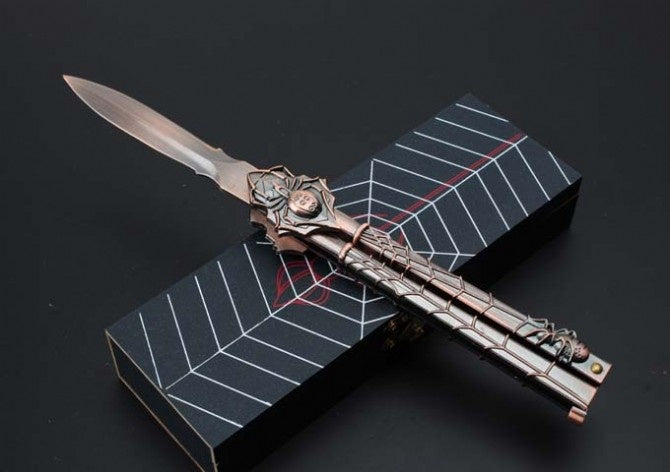 NEW Black Widow Spider Beautiful Blade | Practice Butterfly Knife Combat Trainer EDC Tools High Quality Tactical Knives Essential Self Defense Weapon Metal Folding Knifes