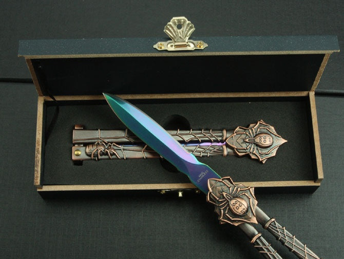 NEW Black Widow Spider Beautiful Blade | Practice Butterfly Knife Combat Trainer EDC Tools High Quality Tactical Knives Essential Self Defense Weapon Metal Folding Knifes