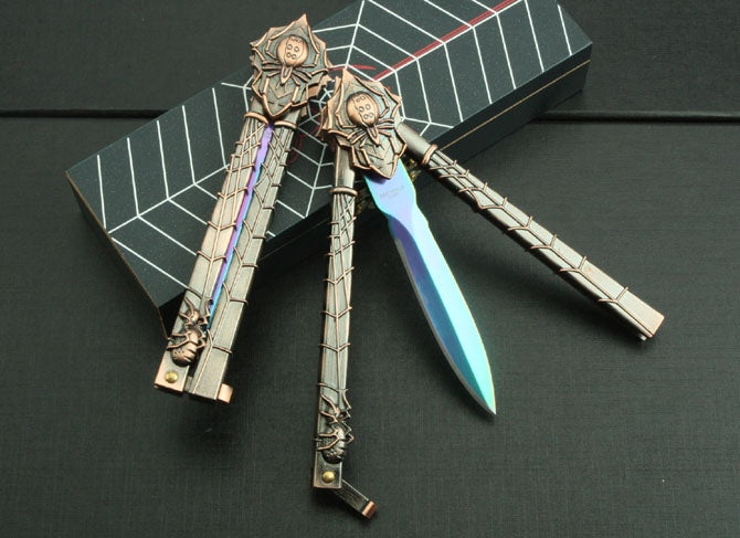 NEW Black Widow Spider Beautiful Blade | Practice Butterfly Knife Combat Trainer EDC Tools High Quality Tactical Knives Essential Self Defense Weapon Metal Folding Knifes