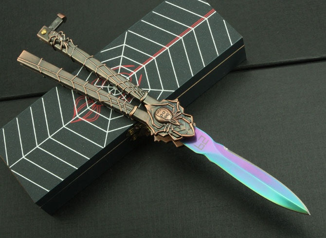NEW Black Widow Spider Beautiful Blade | Practice Butterfly Knife Combat Trainer EDC Tools High Quality Tactical Knives Essential Self Defense Weapon Metal Folding Knifes