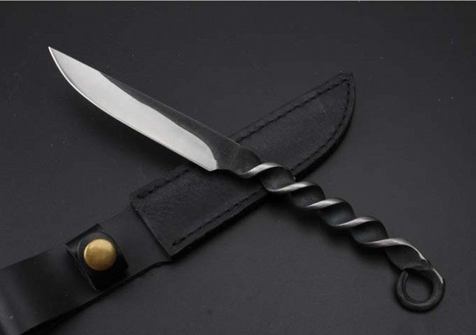 Hand Forged Railroad Fixed Blade Hunting Knife Carbon Steel Spike Survival Tactical Military Knives EDC