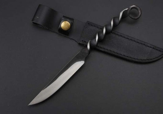 Hand Forged Railroad Fixed Blade Hunting Knife Carbon Steel Spike Survival Tactical Military Knives EDC