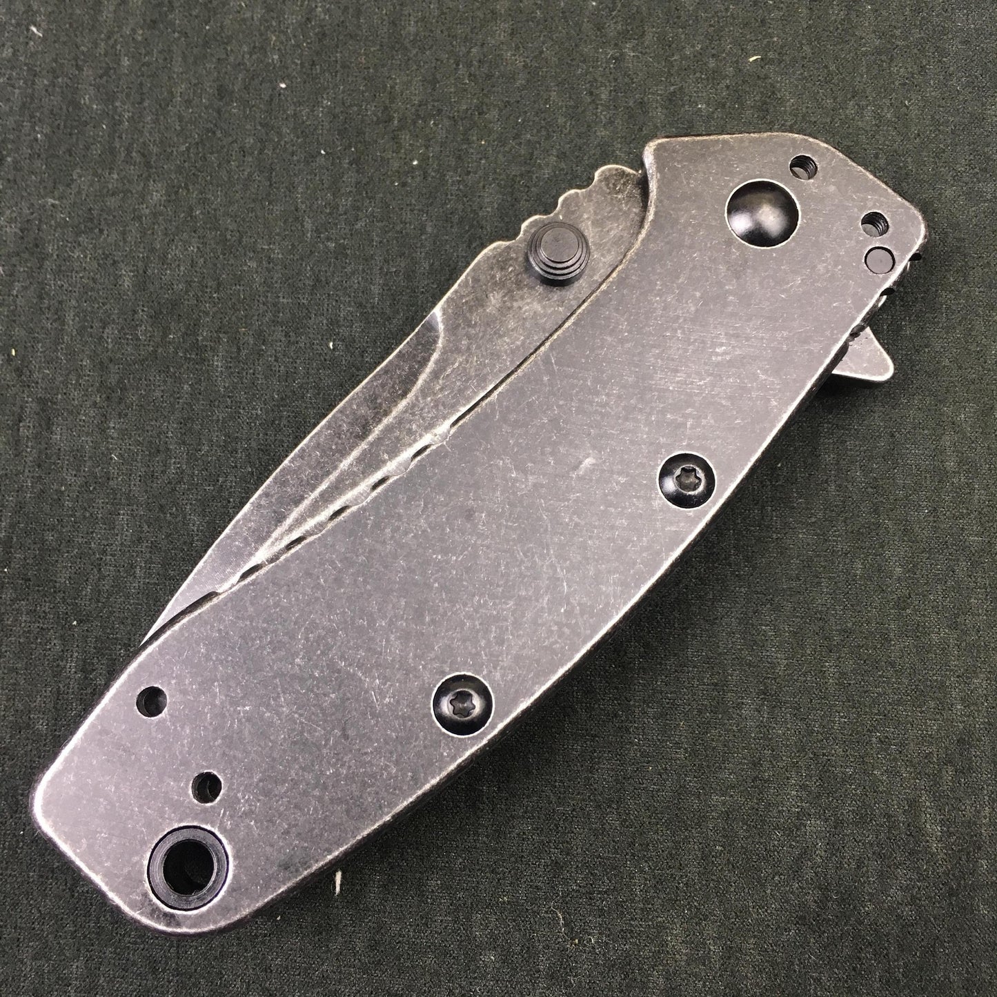 Kershaw Cryo II Aluminum Blackwash Pocket Knife (1556); 7.8  8CR13ov Stainless Steel Blade and Machined Aluminum Handle with SpeedSafe Assisted Opening, Liner Lock