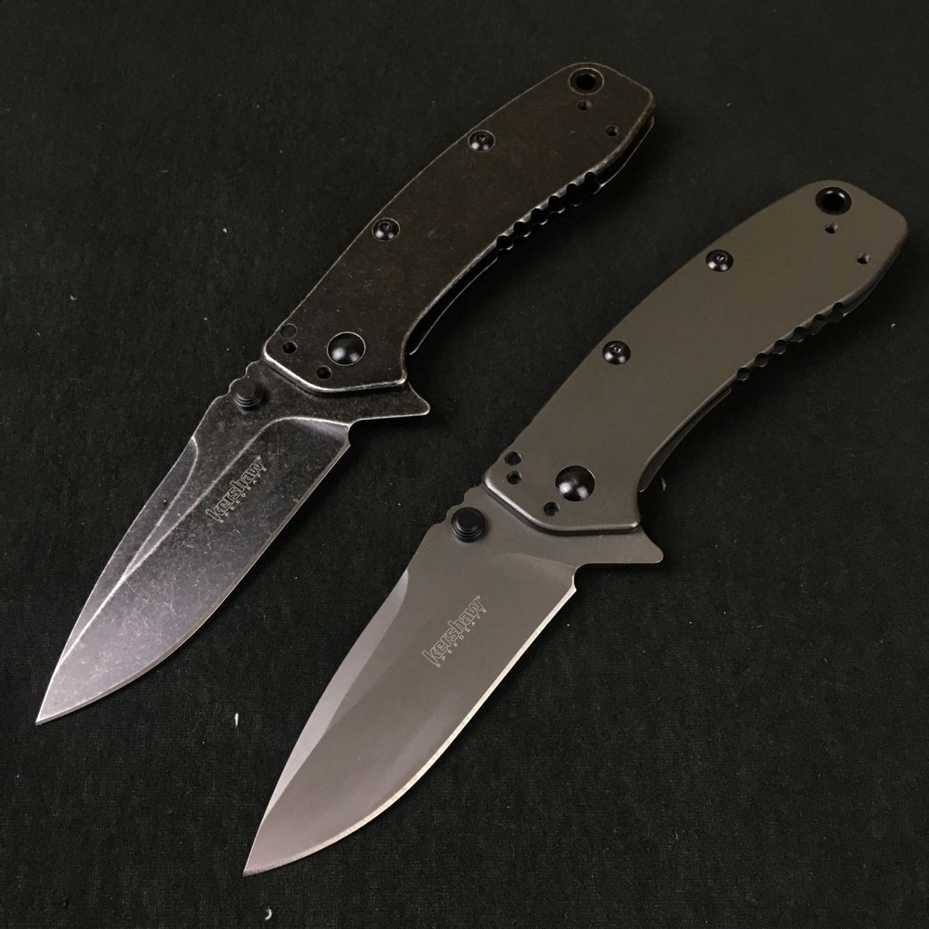 Kershaw Cryo II Aluminum Blackwash Pocket Knife (1556); 7.8  8CR13ov Stainless Steel Blade and Machined Aluminum Handle with SpeedSafe Assisted Opening, Liner Lock