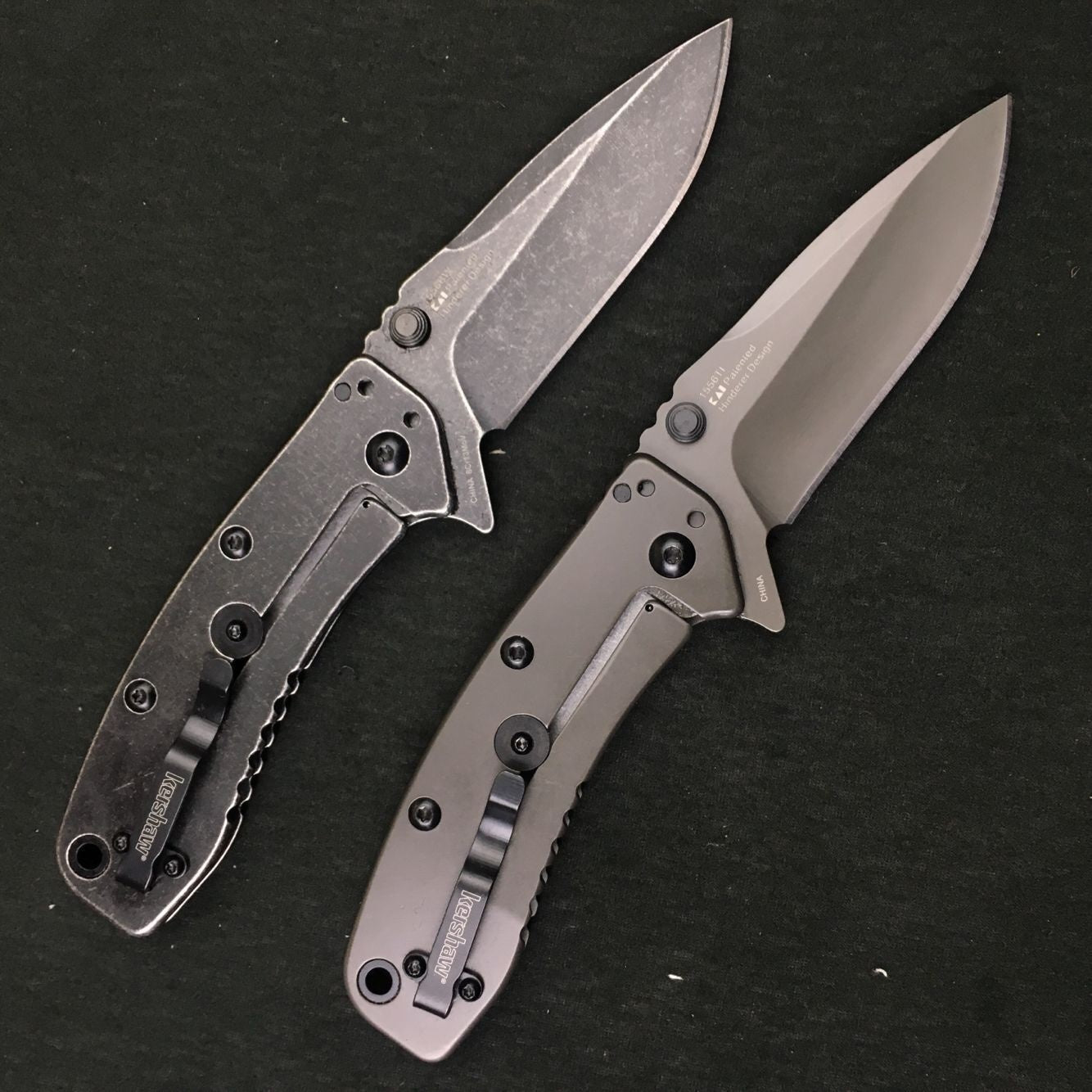 Kershaw Cryo II Aluminum Blackwash Pocket Knife (1556); 7.8  8CR13ov Stainless Steel Blade and Machined Aluminum Handle with SpeedSafe Assisted Opening, Liner Lock