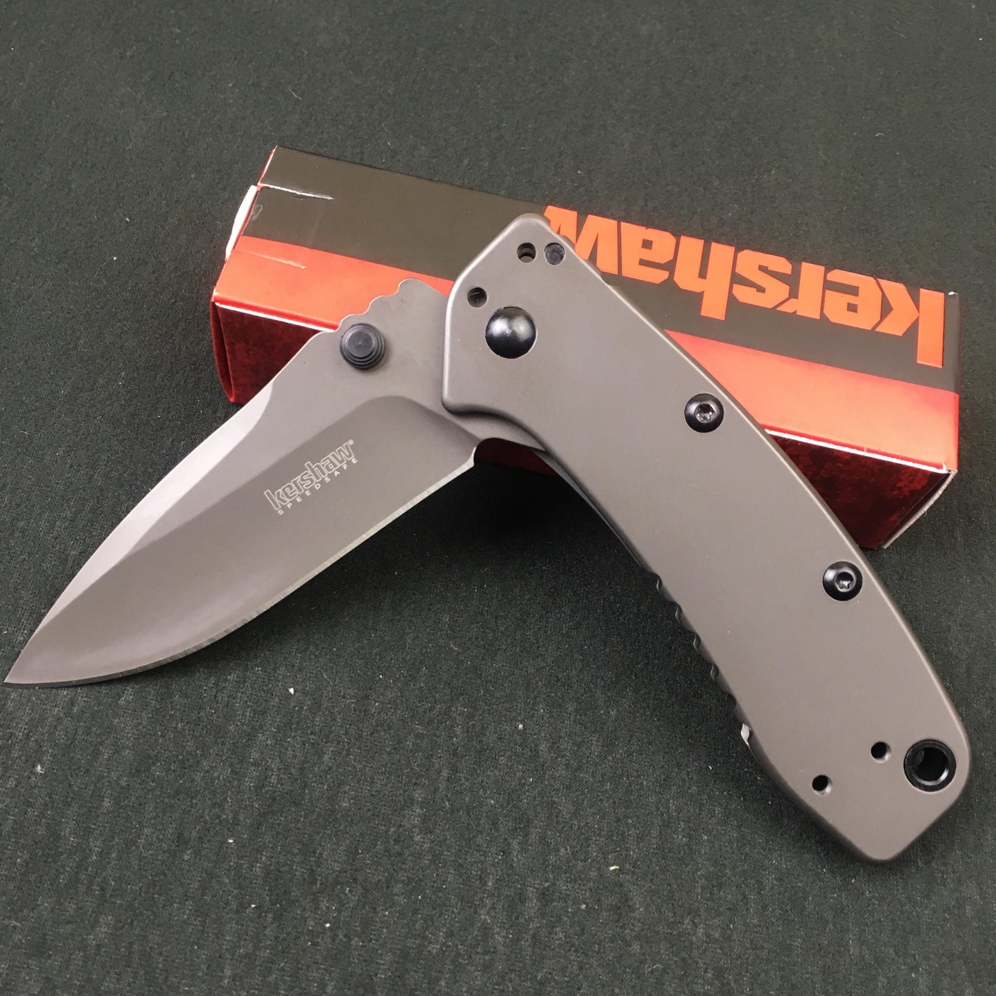 Kershaw Cryo II Aluminum Blackwash Pocket Knife (1556); 7.8  8CR13ov Stainless Steel Blade and Machined Aluminum Handle with SpeedSafe Assisted Opening, Liner Lock