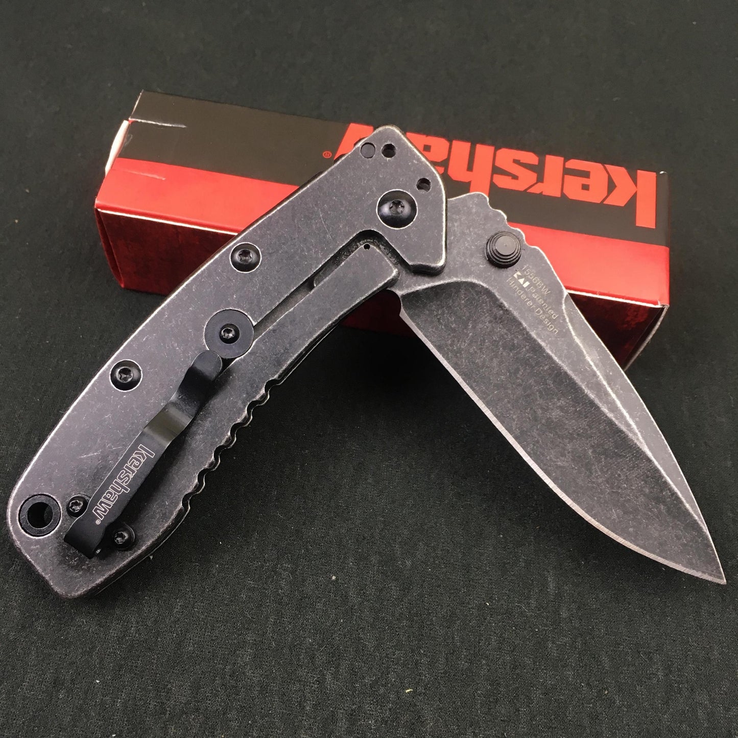 Kershaw Cryo II Aluminum Blackwash Pocket Knife (1556); 7.8  8CR13ov Stainless Steel Blade and Machined Aluminum Handle with SpeedSafe Assisted Opening, Liner Lock