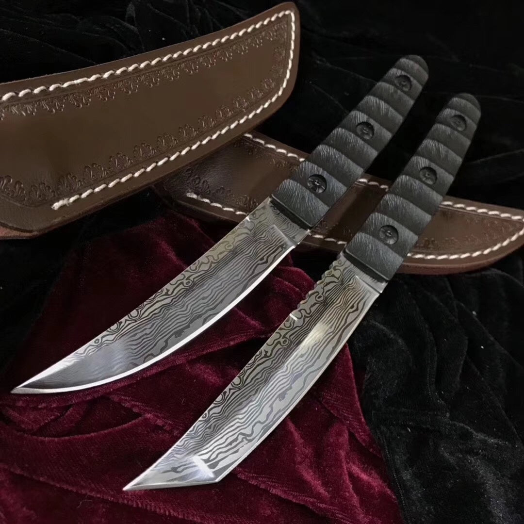 Hand Forged 400C Steel Hunting Dagger Knife Fixed Blade + Case