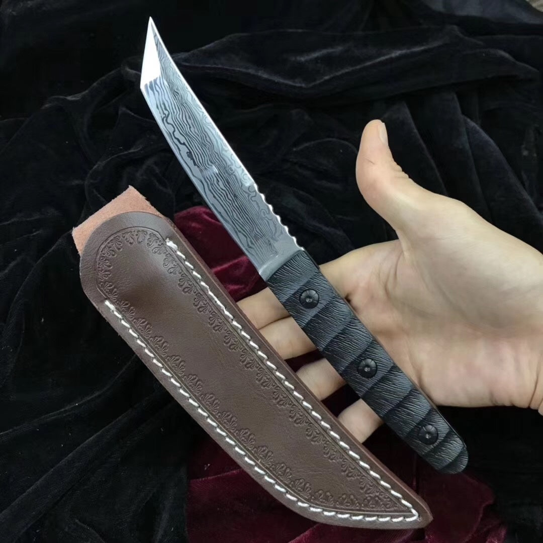 Hand Forged 400C Steel Hunting Dagger Knife Fixed Blade + Case