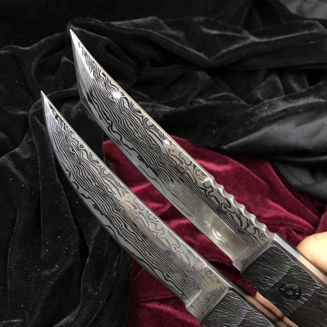 Hand Forged 400C Steel Hunting Dagger Knife Fixed Blade + Case