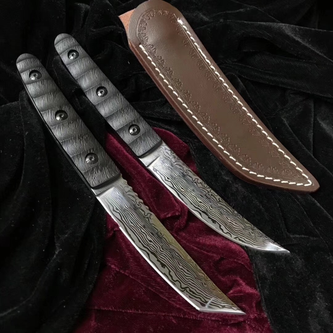 Hand Forged 400C Steel Hunting Dagger Knife Fixed Blade + Case