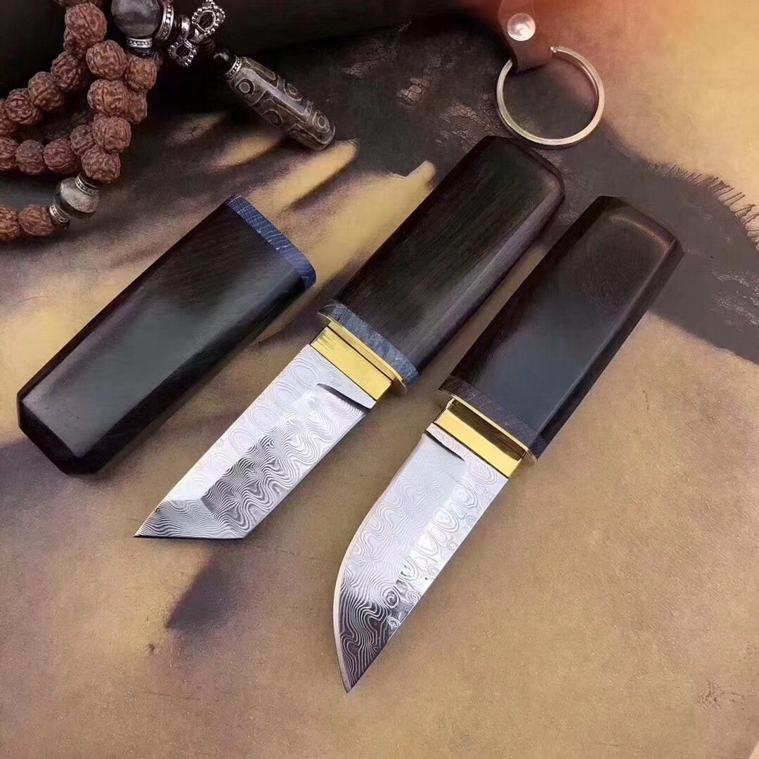 Imported forged non-steel core Damascus steel outdoor knife fixed blade tactical hunting knife portable camping survival knife