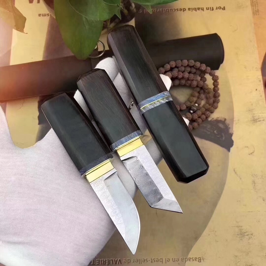 Imported forged non-steel core Damascus steel outdoor knife fixed blade tactical hunting knife portable camping survival knife