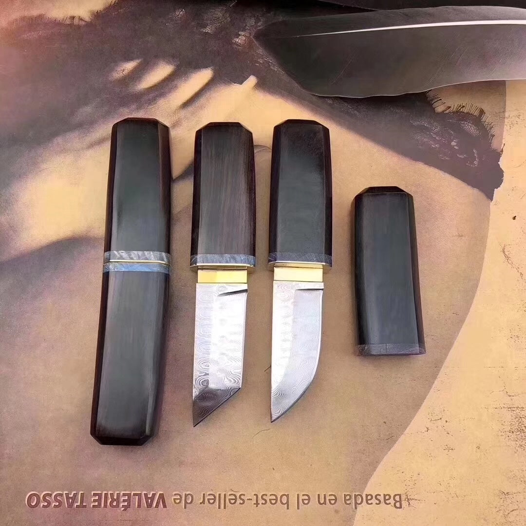 Imported forged non-steel core Damascus steel outdoor knife fixed blade tactical hunting knife portable camping survival knife