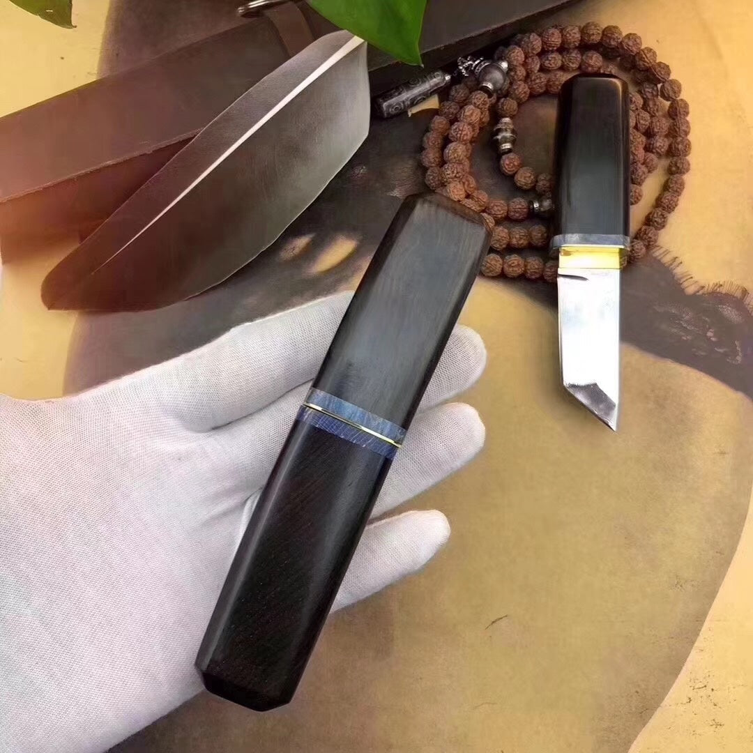 Imported forged non-steel core Damascus steel outdoor knife fixed blade tactical hunting knife portable camping survival knife