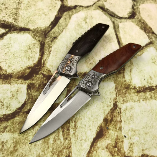 D2 high speed steel,57HRC◇ outdoor folding knife high hardness knife portable outdoor survival camping self-defense knife