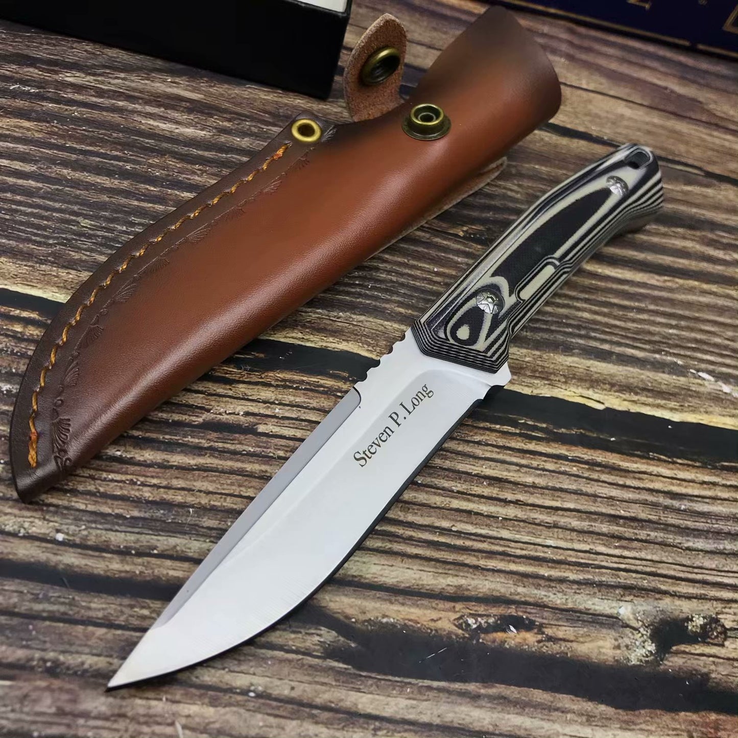 Fixed blade hunting knife hardness 58HRC, vacuum heat treatment camping hunting knife outdoor survival tool dagger