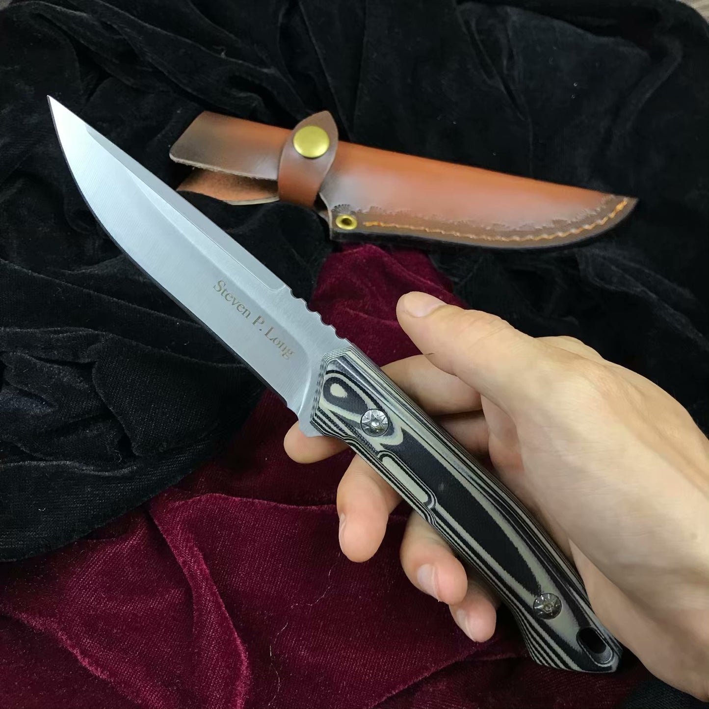 Fixed blade hunting knife hardness 58HRC, vacuum heat treatment camping hunting knife outdoor survival tool dagger