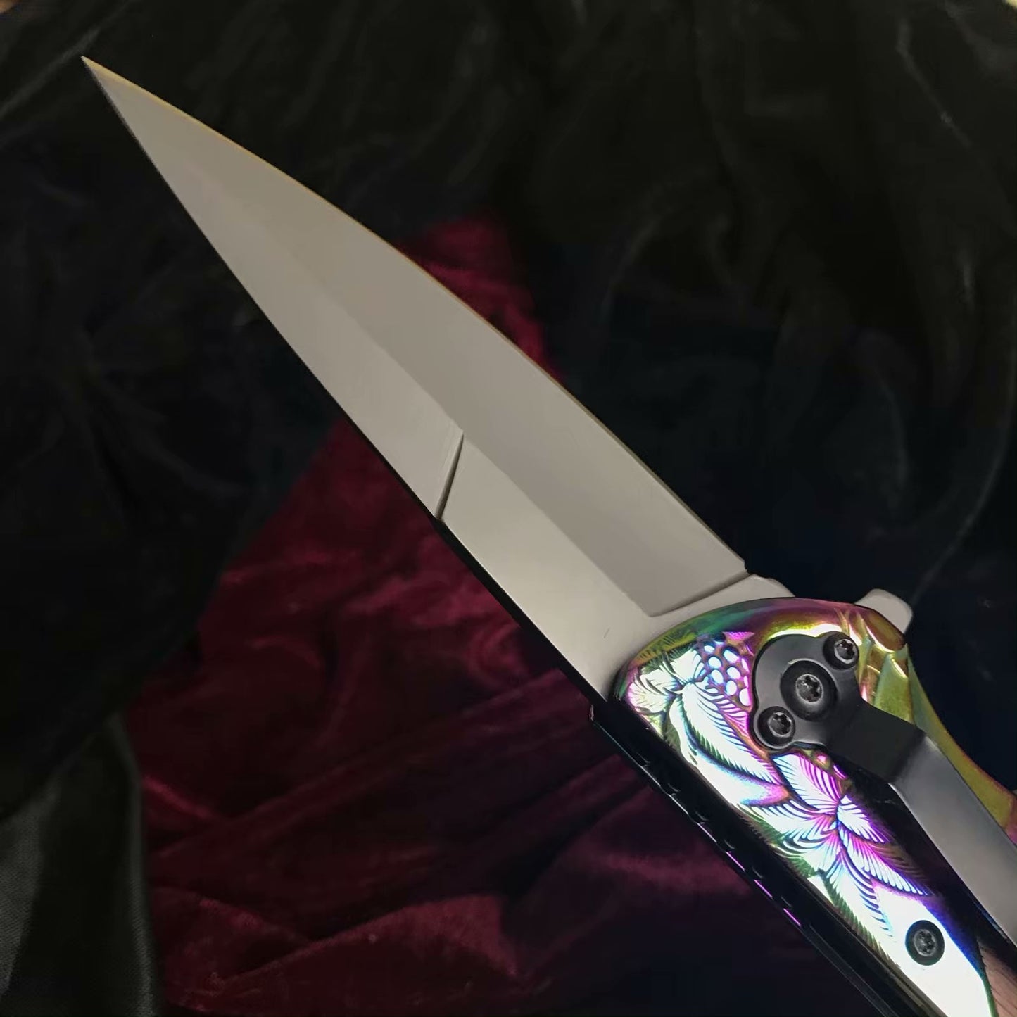 Browning Tactical quick cut camping knife survival rescue EDC all steel laser engraving + color wood folding knife