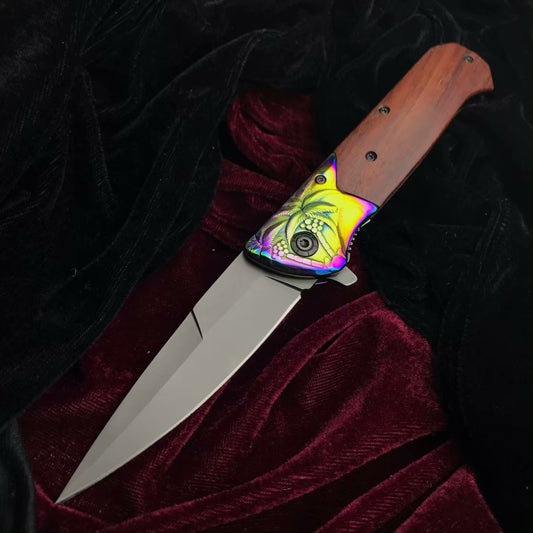Browning Tactical quick cut camping knife survival rescue EDC all steel laser engraving + color wood folding knife