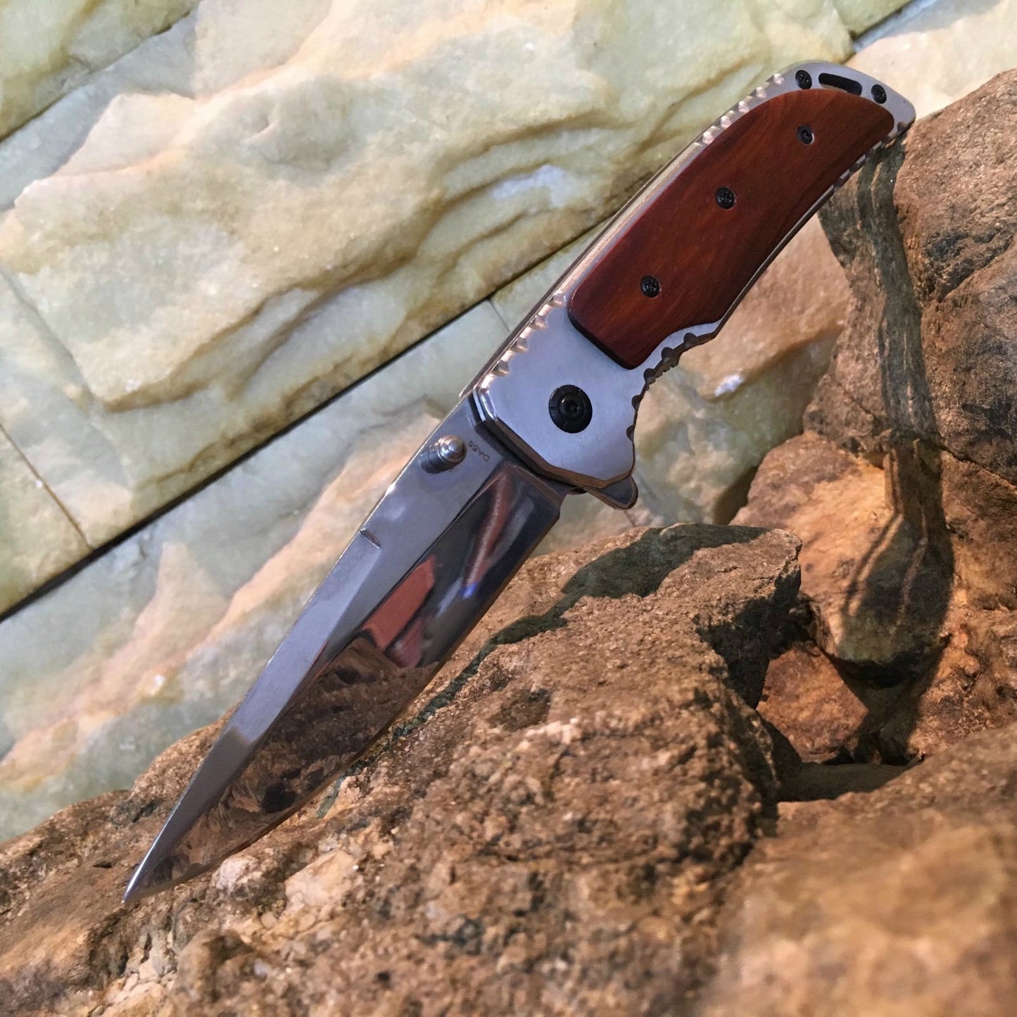 Tactical folding 3Cr13Mov mahogany handle pocket knife steel blade outdoor EDC knife hunter multi-functional high hardness hunting camping survival tool