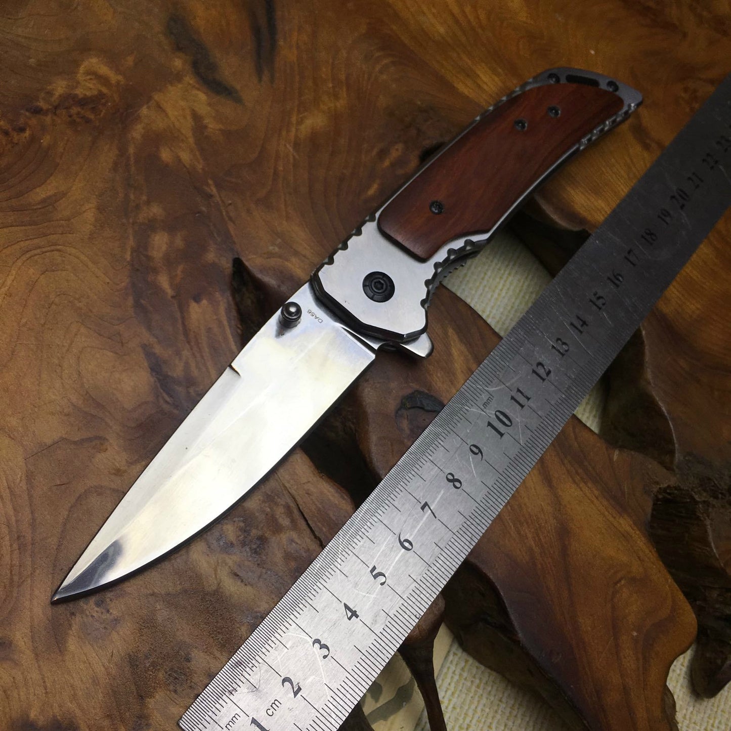 Tactical folding 3Cr13Mov mahogany handle pocket knife steel blade outdoor EDC knife hunter multi-functional high hardness hunting camping survival tool