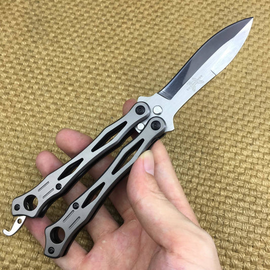 Steel blade + aluminum blade butterfly knife real blade 440C practice knife outdoor tactical hunting knife fighting instructor throwing knife very sharp survival tool